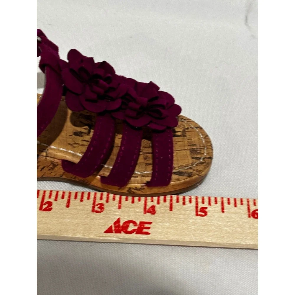 Gymboree Girls Plum Purple Floral Cork Wedge Sandals Toddler Size 5